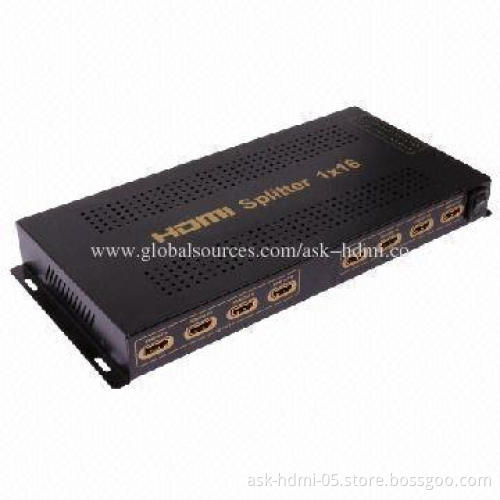 16-way 1x16 Powered HDMI Splitter, V1.3b, 3D, 1,080P, 5V DC/4A Power Supply